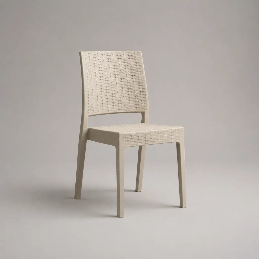 Sedia da giardino in polipropilene beige intrecciato effetto resina, 46 × 55 × 87 cm