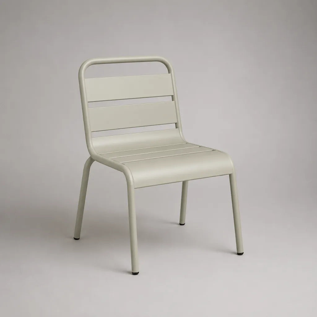 Sedia da giardino impilabile in acciaio beige chiaro, 55 × 56 × 82 cm