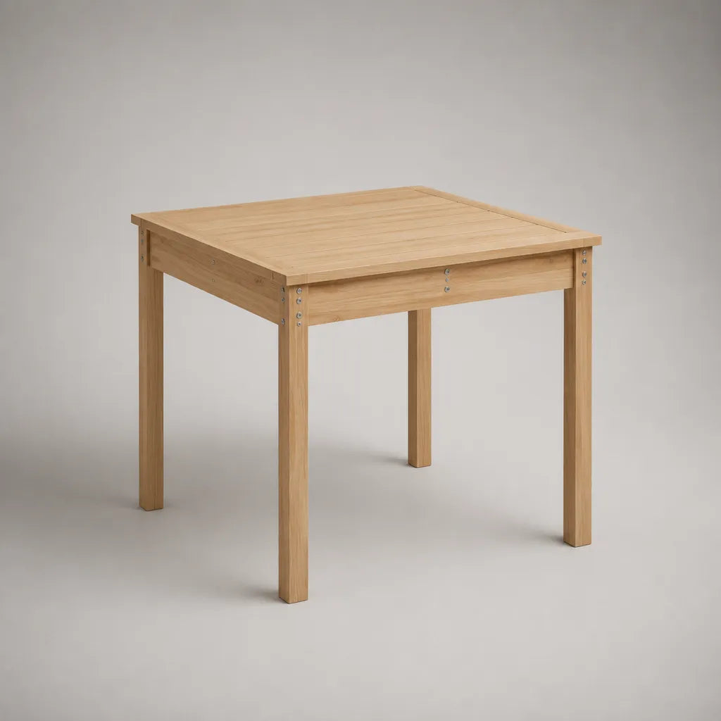 Tavolo da giardino quadrato in legno massello naturale, 80 × 80 × 75 cm, 4 posti a sedere